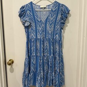 Pinch Blue and White Geometric Dress